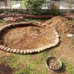 お庭にレンガサークルと小山をDIY (1)